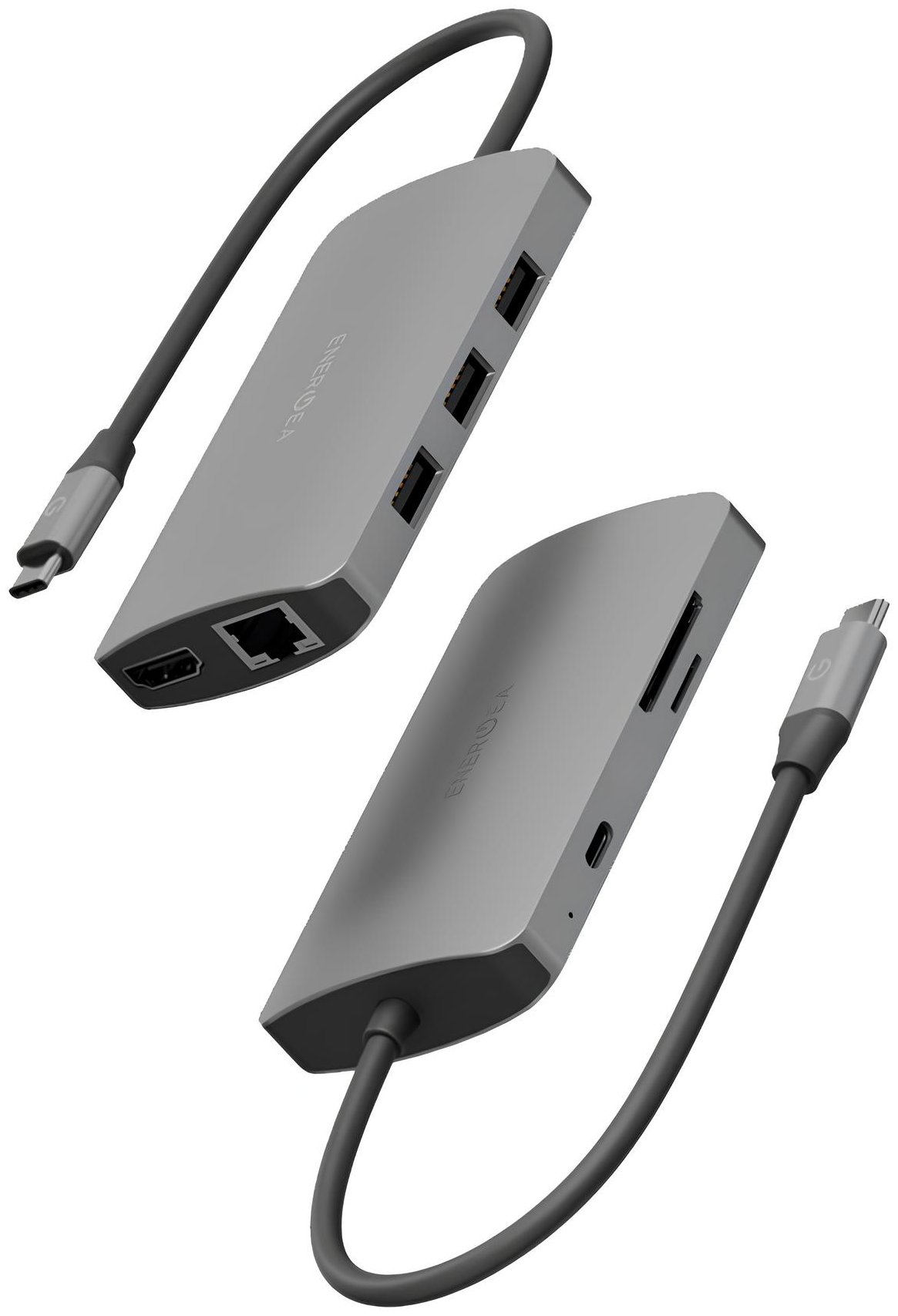 USB-концентратор EnergEA AluHUB HD PRO 2 8 in 1 Superspeed Aluminium USB-C 100W Gunmetal