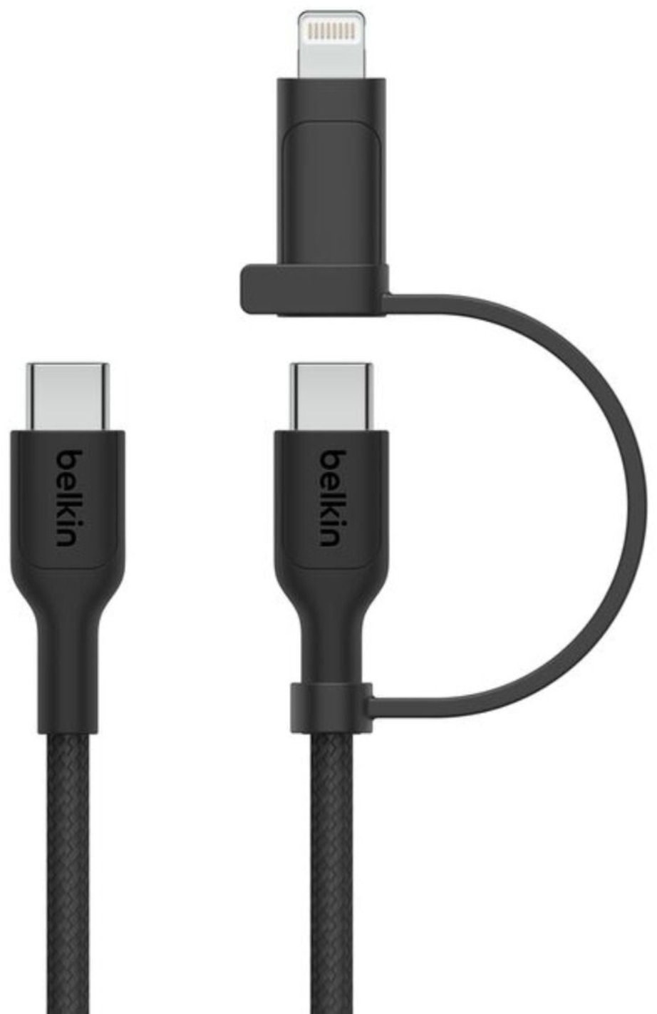 Кабель Belkin 2in1 60W USB-C & Lightning to USB-C 1.5m черный