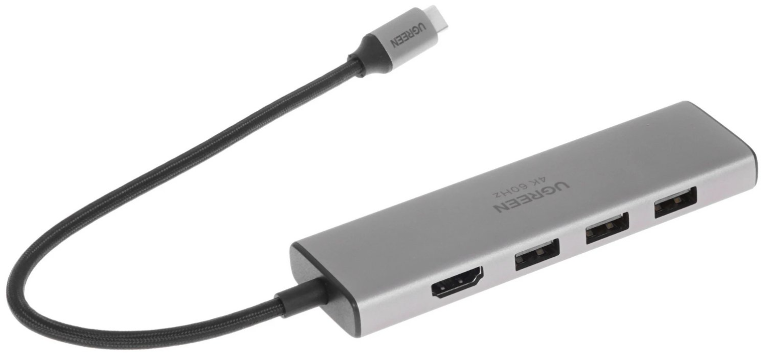 USB-разветвитель UGREEN CM511 Revodok 6-in-1 серый