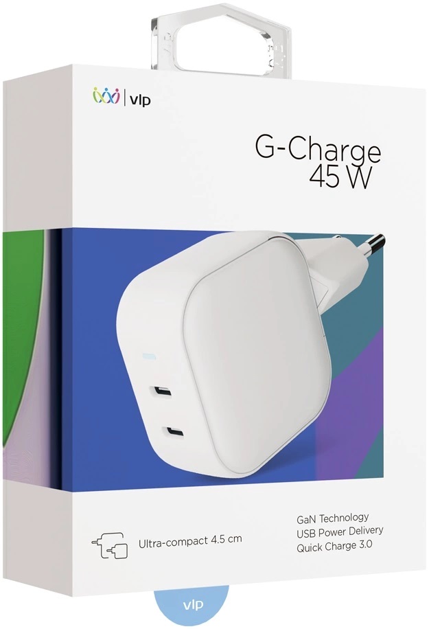 Адаптер питания VLP G-Charge 45W GaN (Type-C + Type-C) белый