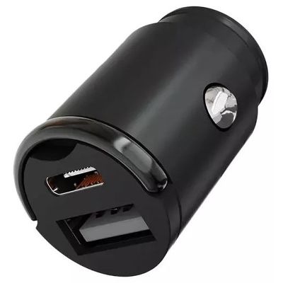 Автомобильная зарядка VLP С-Power 45W USB-C+USB-A PD QC кабель черный