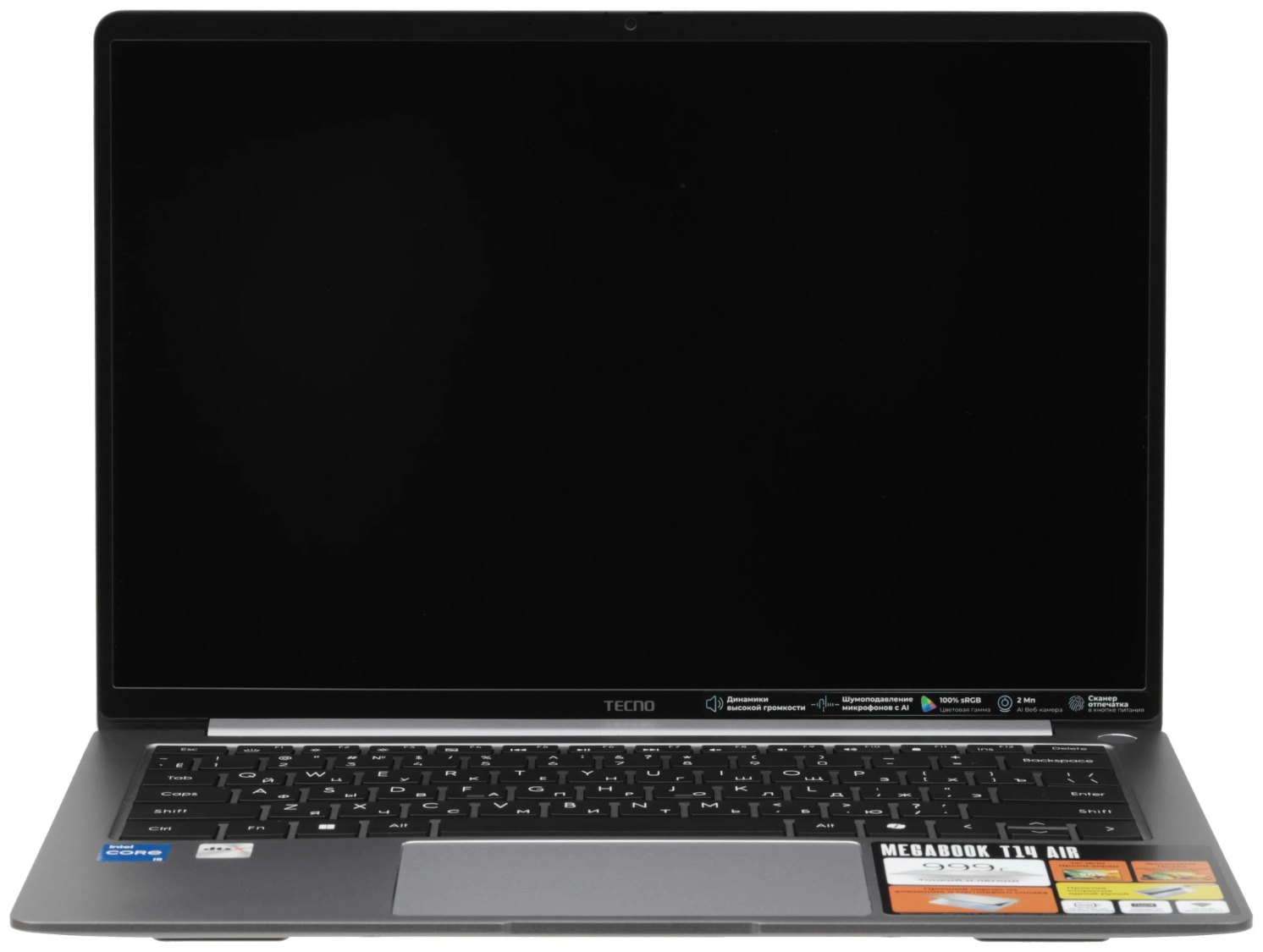 14" Ноутбук Tecno Megabook T14RA Air i5-1334U/16GB/512GB SSD/W11H серый 