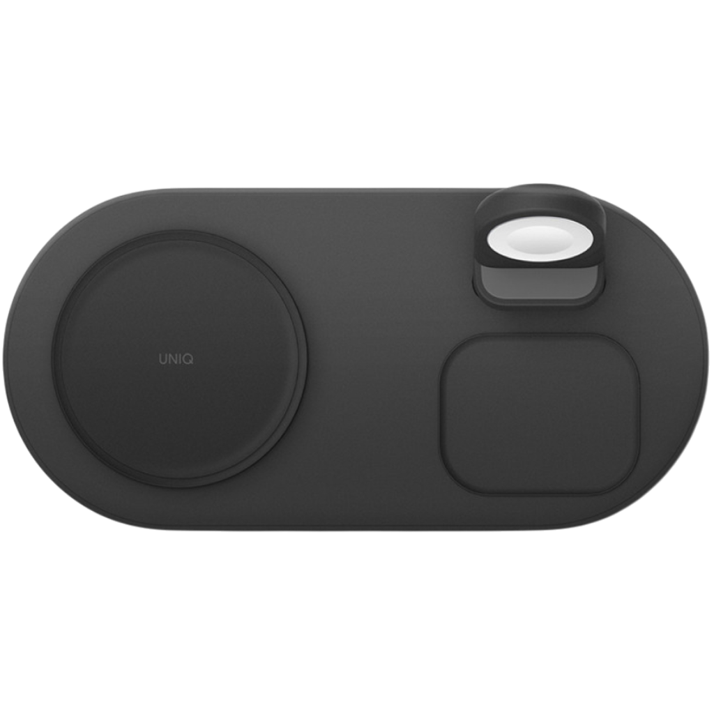 Беспроводное зарядное устройство Uniq Aereo Mag 3 in1 15W + адаптер серый